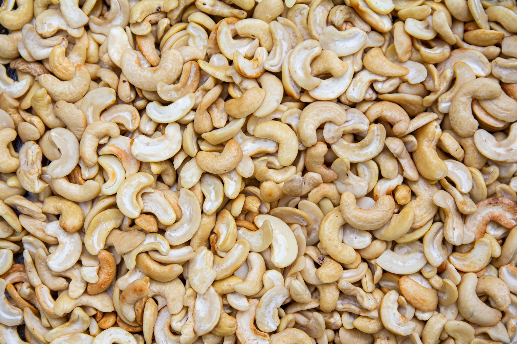 A Detailed Close Up Of Roasted Cashew Nuts